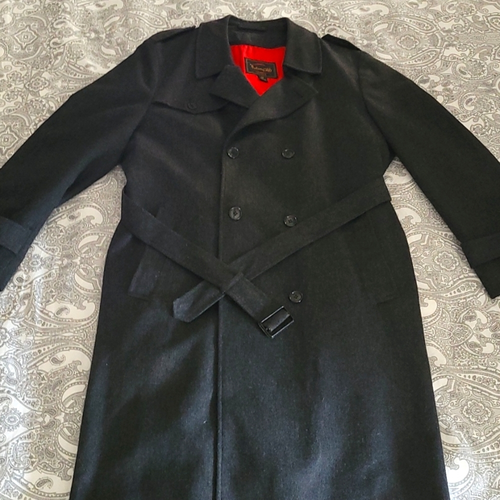 Botany 500 Men's Size 42 Wool Blend Trench Style Button Front Belted Coat